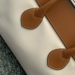 White & Tan Asia Bellucci Italian Leather Purse